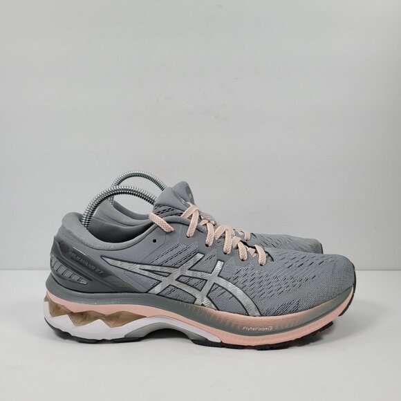 Asics Gel-Kayano 27 Shoes - Asics Gel-Kayano 27 Women's Gray Pink Running Shoes F580521 US Size 10